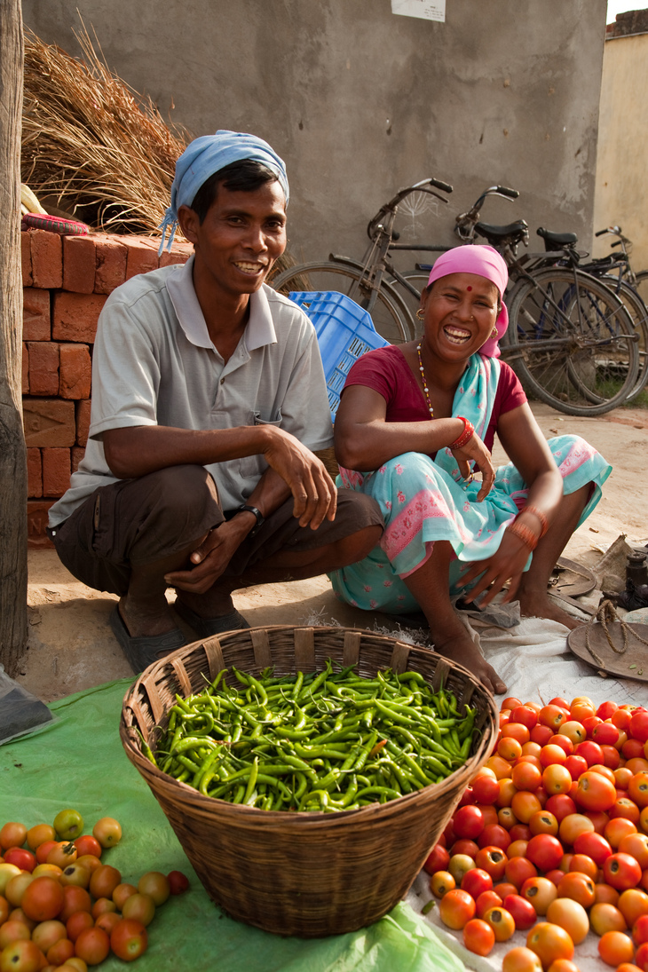 Kaluram and his wife Sita are now able to sell their surplus.jpg Kaluram and his wife Sita are now able to sell their surplus.jpg